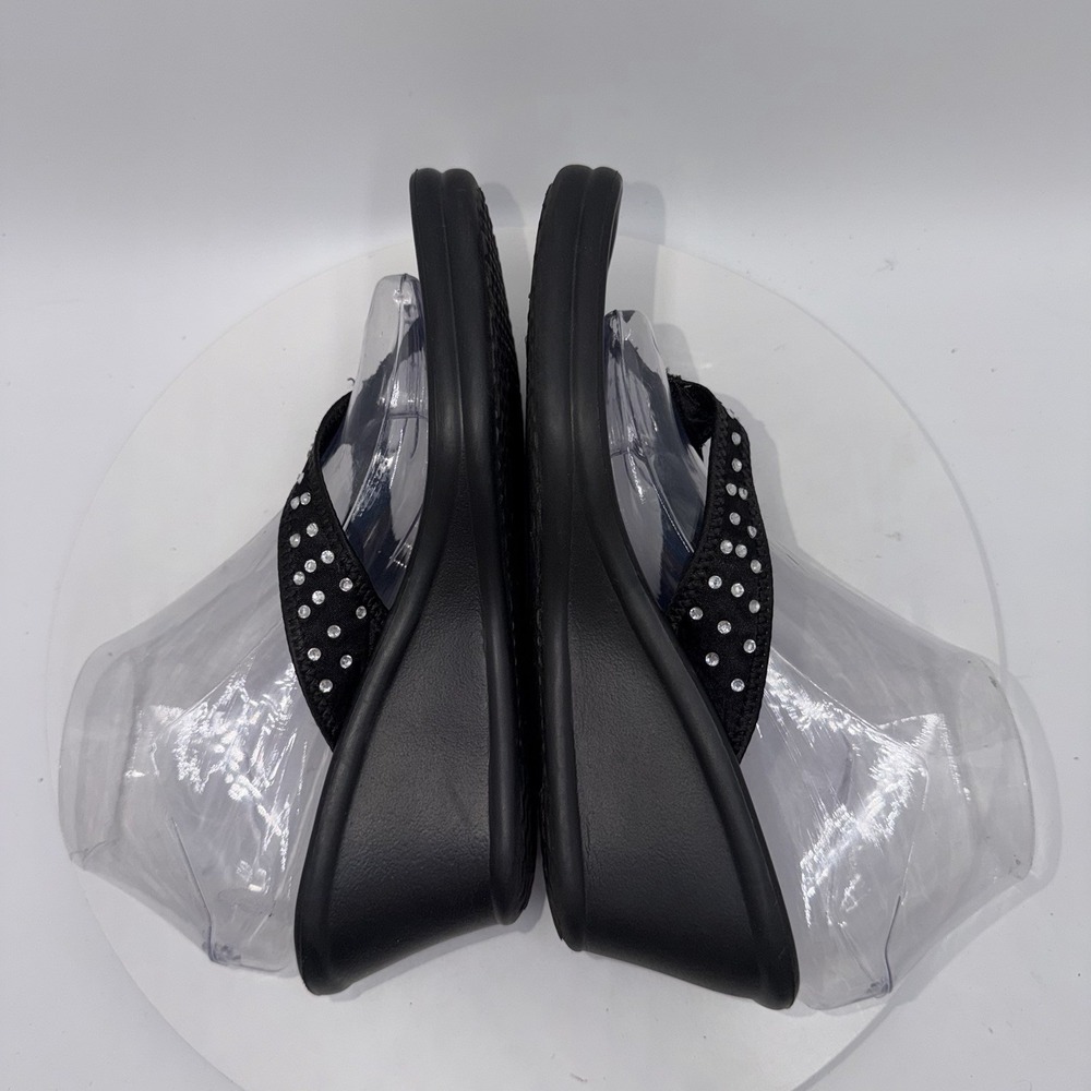 Skechers Vintage Y2K Cali Womens Black Kitty Wedge Thong Gem Sandals Size 8 - Picture 4 of 8